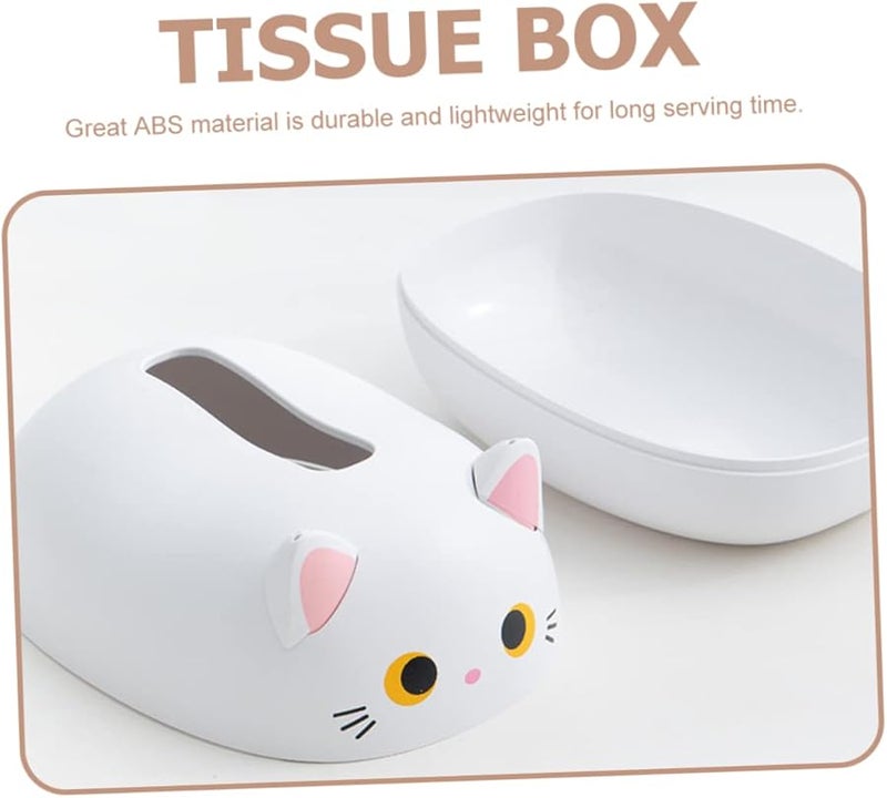 تصميم قطة كرتونية لطيفة حامل علبة المناديل من مادة ABS باللون الأبيض مقاوم للاهتراء للمطبخ غرفة النوم غرفة المعيشة - Image 4